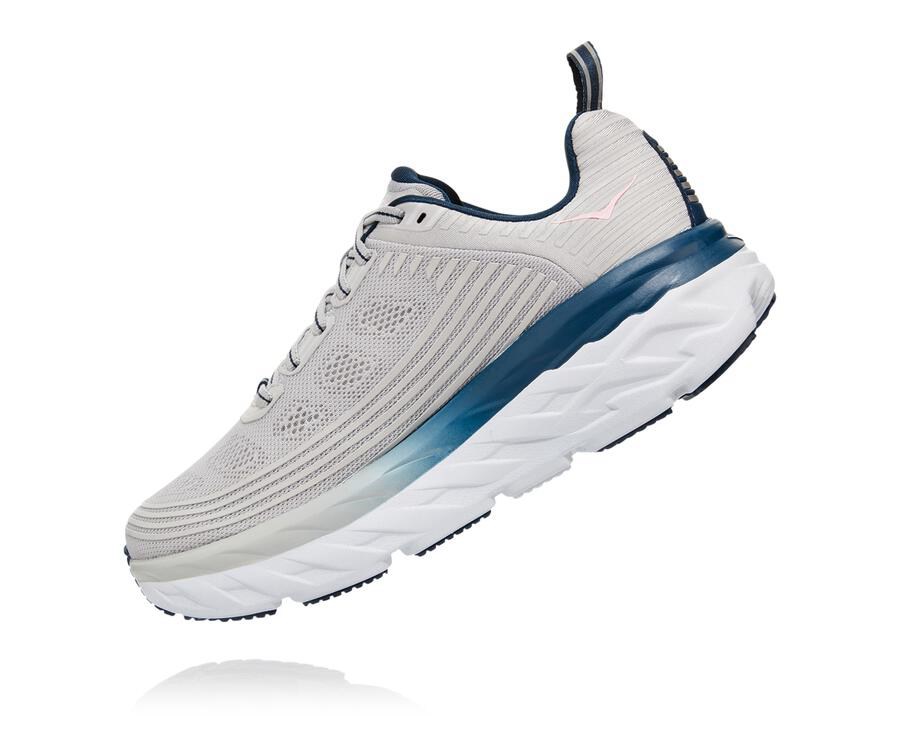 Hoka One One Womens Walking Shoes - Bondi 6 - Grey - THMW62974